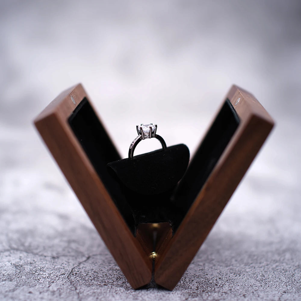 Wedding ring box for wedding ceremony Set Holder For Women Men Personalized I love you Engagement Valentine Birthday Gift Case - Lovaki