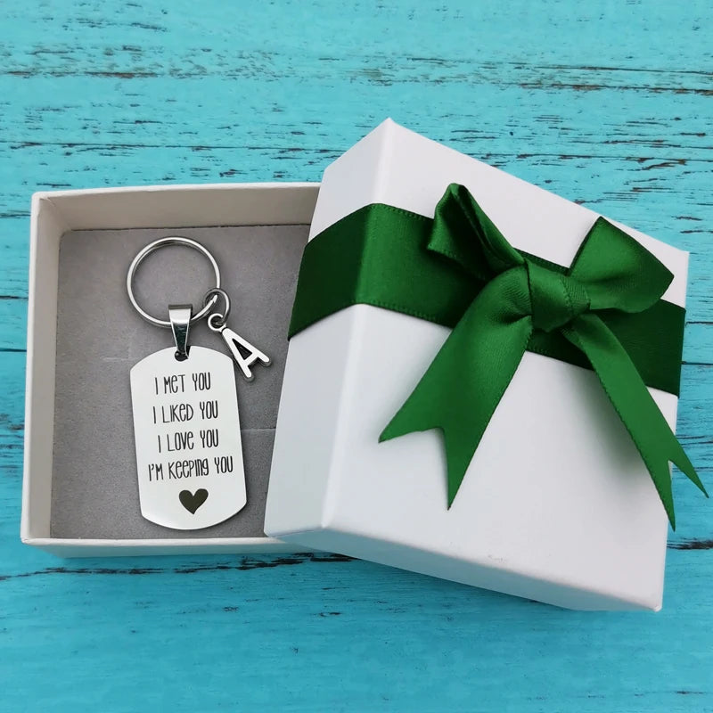 Funny Anniversary Keychain Couple Gift I Met You I Liked You I Love You I'm Keeping You Boyfriend gift girlfriend gift - Lovaki