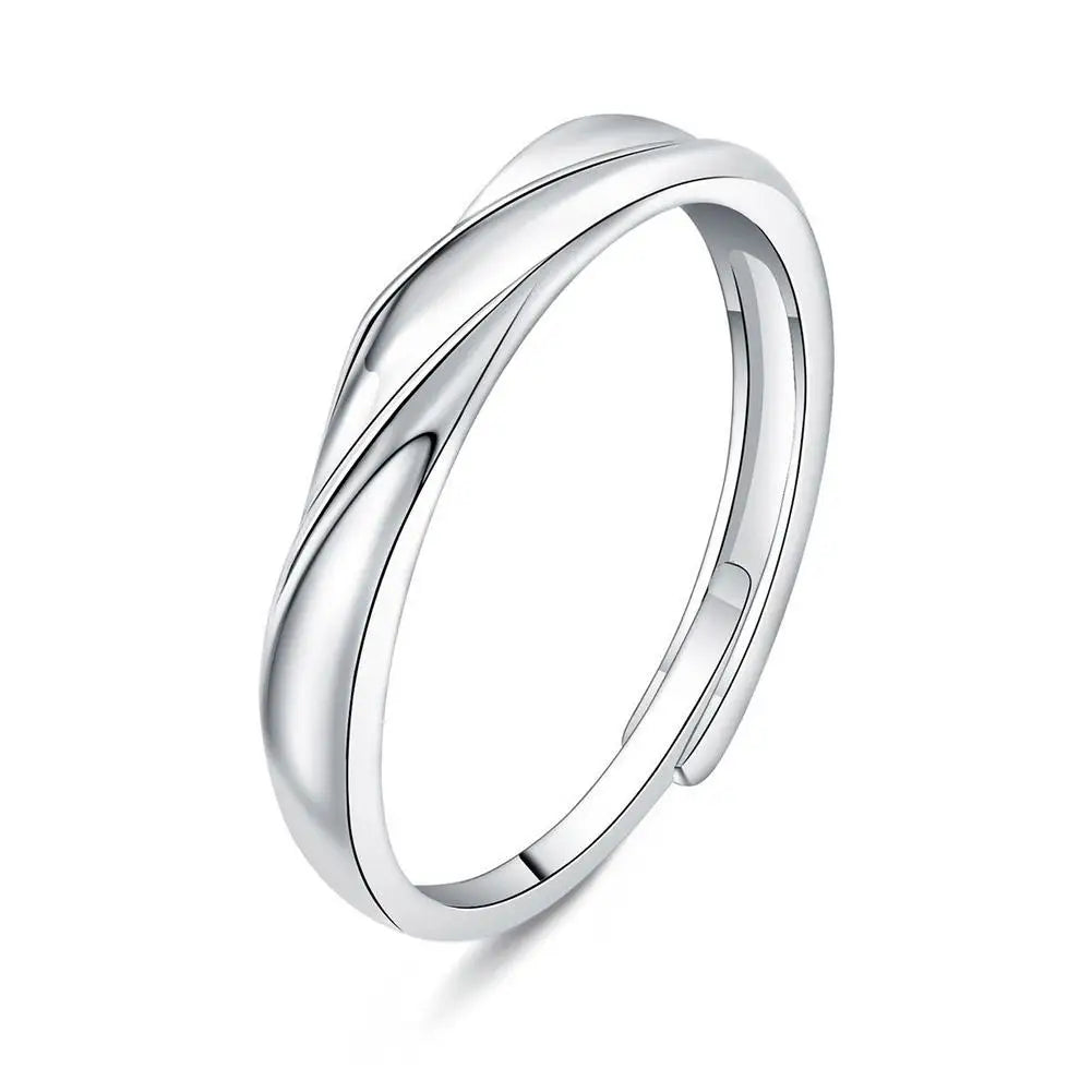 2Pcs Couple Rings For Lovers Steel Wedding Set Women Love Jewelry Silver Color Valentine's Day Anniversary Gifts - Lovaki