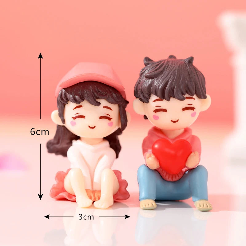 1Set Mini Cute Figurines Miniature Couple Accessories For Lover Wedding Gift Miniature Landscape Ornaments Doll House Decoration - Lovaki