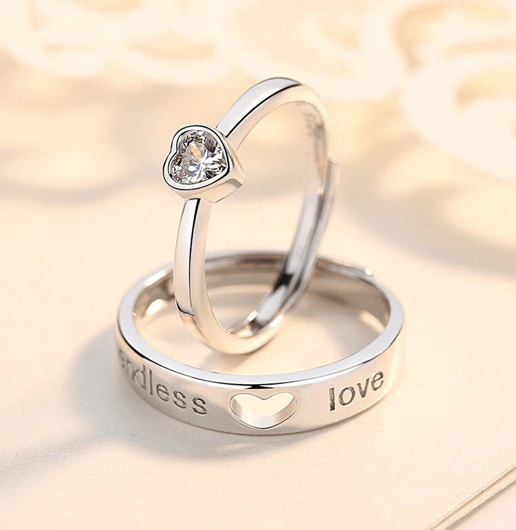 New Couple Engagement Rings 925 Sterling Silver Lovers Ring Jewelry for Propose Girlfriend Valentines Day Christmas Gifts - Lovaki