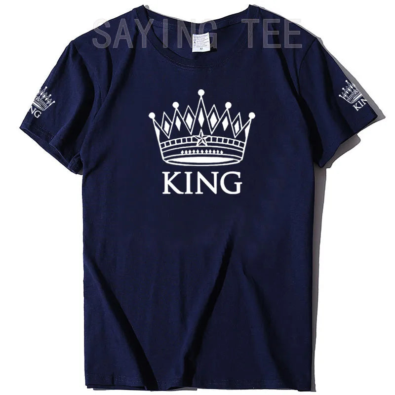 Matching Shirts for Couples Set for Him and Her King Queen T-Shirts Boyfriends Girlfriends Clothes Short Sleeve Graphic Tee Tops - Lovaki