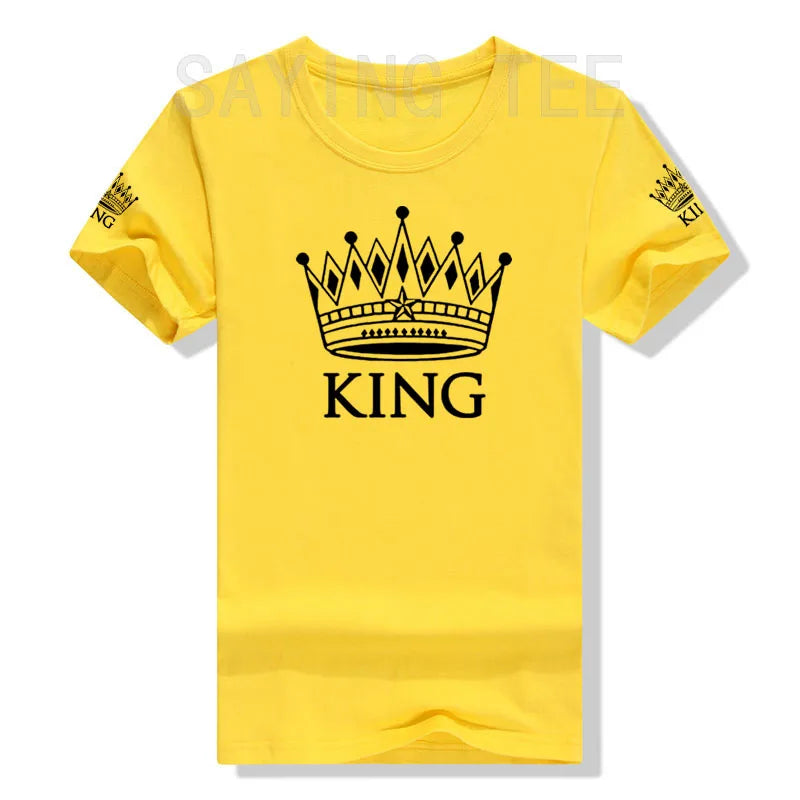 Matching Shirts for Couples Set for Him and Her King Queen T-Shirts Boyfriends Girlfriends Clothes Short Sleeve Graphic Tee Tops - Lovaki