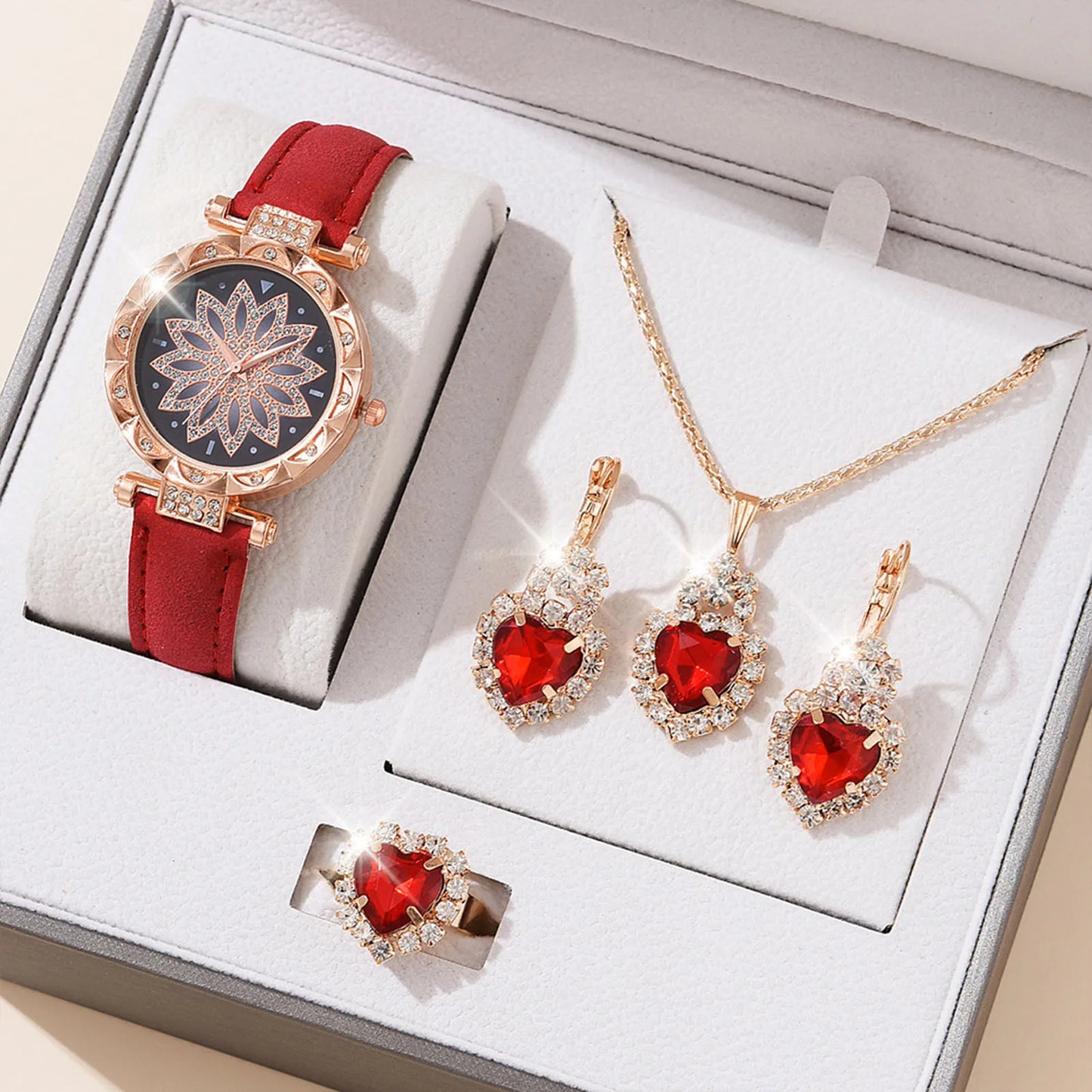 Watches Sets Gifts for Women Crystal Bling Wristwatch Jewelry Kit Gift for Mom Wife Girlfriend - Lovaki