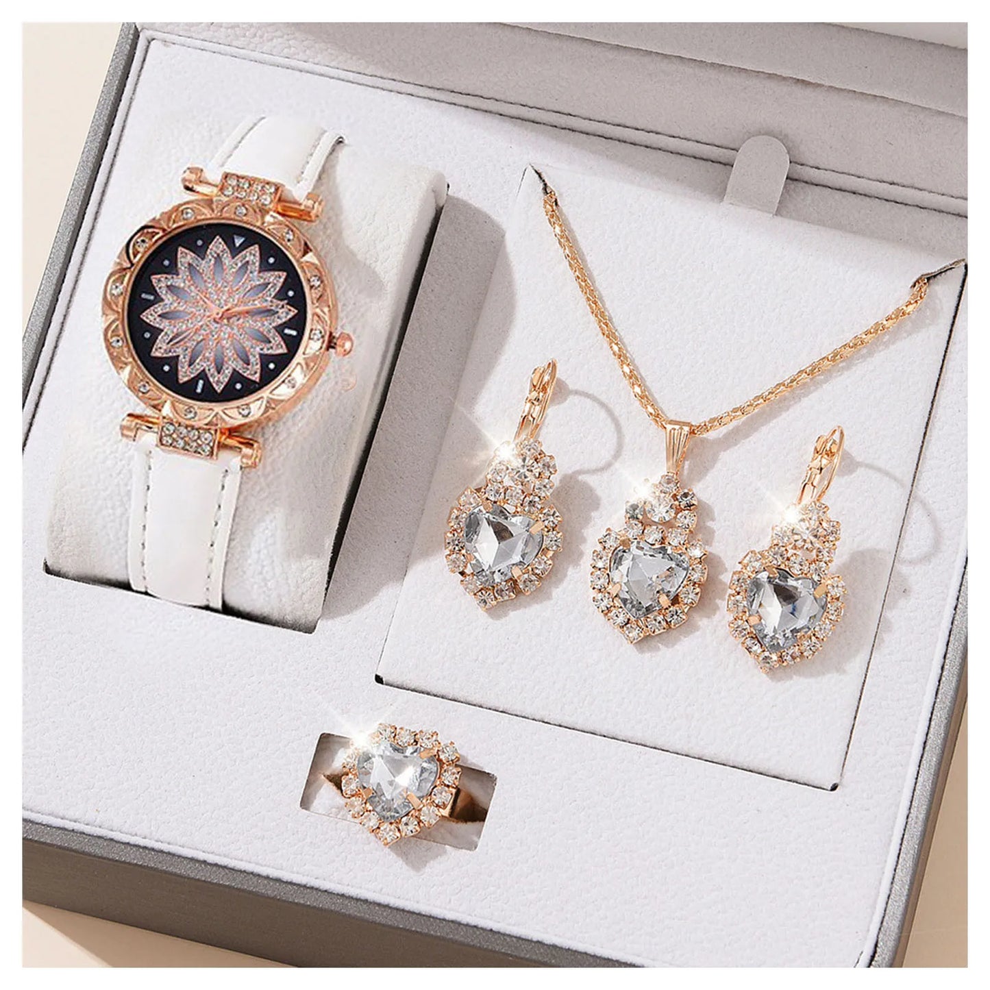 Watches Sets Gifts for Women Crystal Bling Wristwatch Jewelry Kit Gift for Mom Wife Girlfriend - Lovaki
