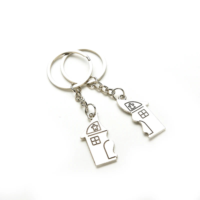 1Pair New Couple I LOVE YOU Lovers Keychain Warm House Type Couple Key Chain Souvenirs Valentine's Day Gift Built With Love Home - Lovaki