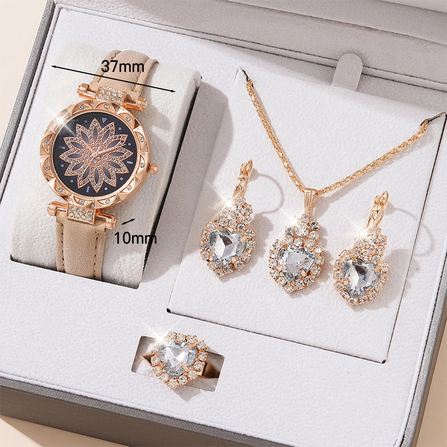 Watches Sets Gifts for Women Crystal Bling Wristwatch Jewelry Kit Gift for Mom Wife Girlfriend - Lovaki
