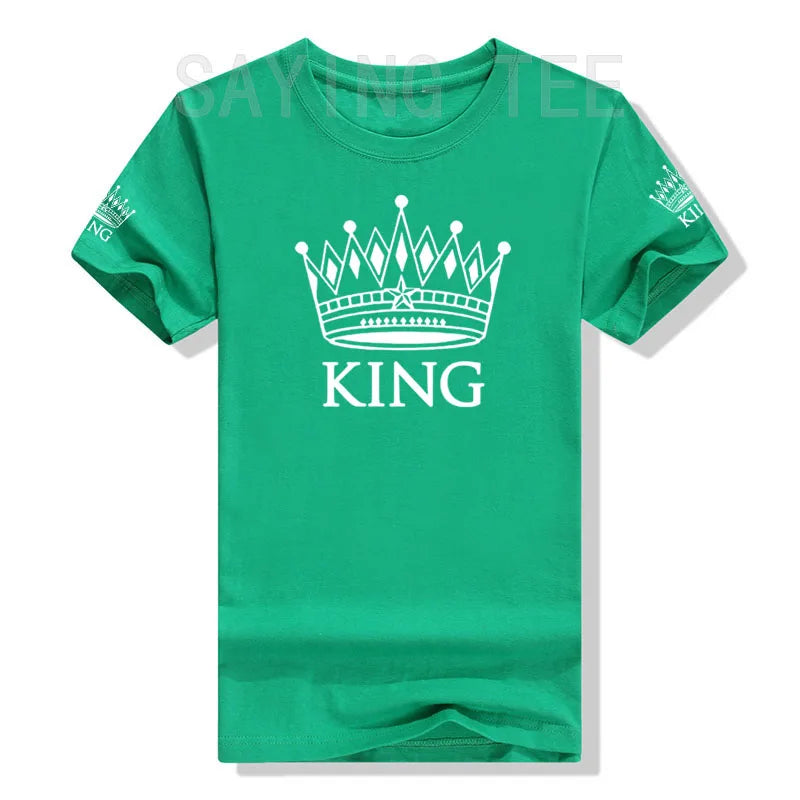 Matching Shirts for Couples Set for Him and Her King Queen T-Shirts Boyfriends Girlfriends Clothes Short Sleeve Graphic Tee Tops - Lovaki