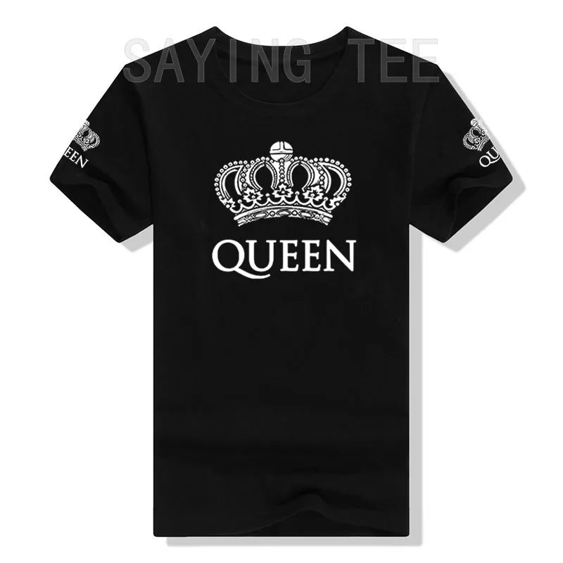 Matching Shirts for Couples Set for Him and Her King Queen T-Shirts Boyfriends Girlfriends Clothes Short Sleeve Graphic Tee Tops - Lovaki