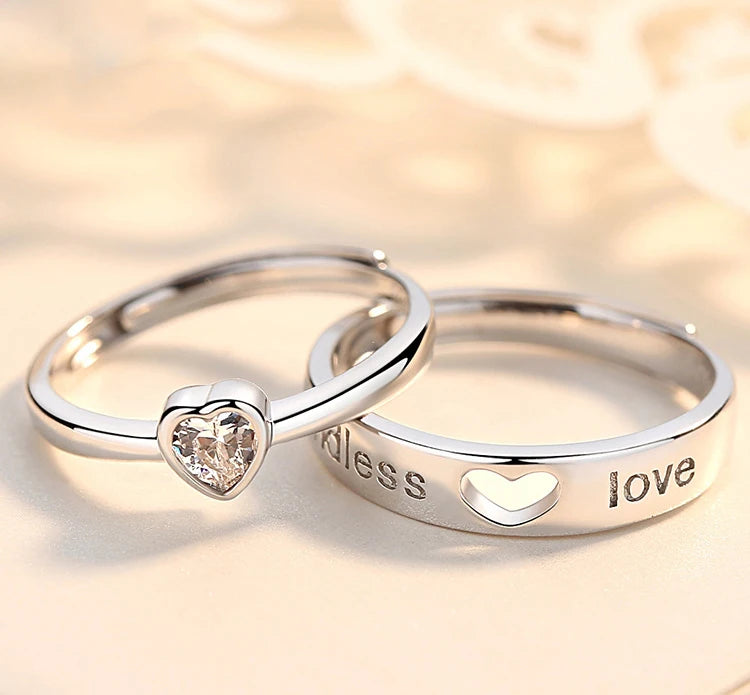 New Couple Engagement Rings 925 Sterling Silver Lovers Ring Jewelry for Propose Girlfriend Valentines Day Christmas Gifts - Lovaki