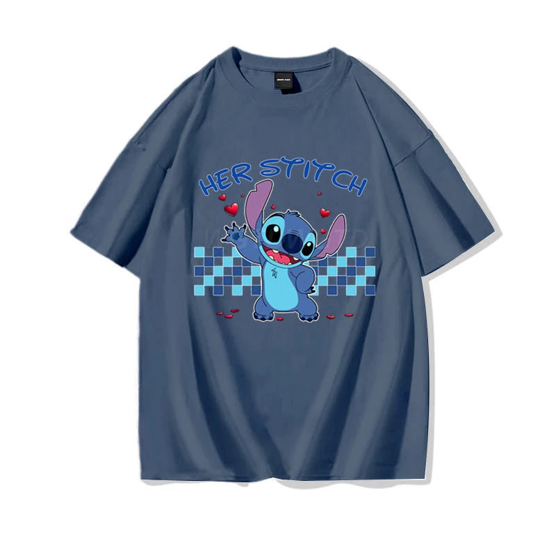 Couples Matching T Shirt Her Stitch His Angle Funny Graphic T Shirts Women Men 100% Cotton Summer Clothes Couple's Clothing - Lovaki