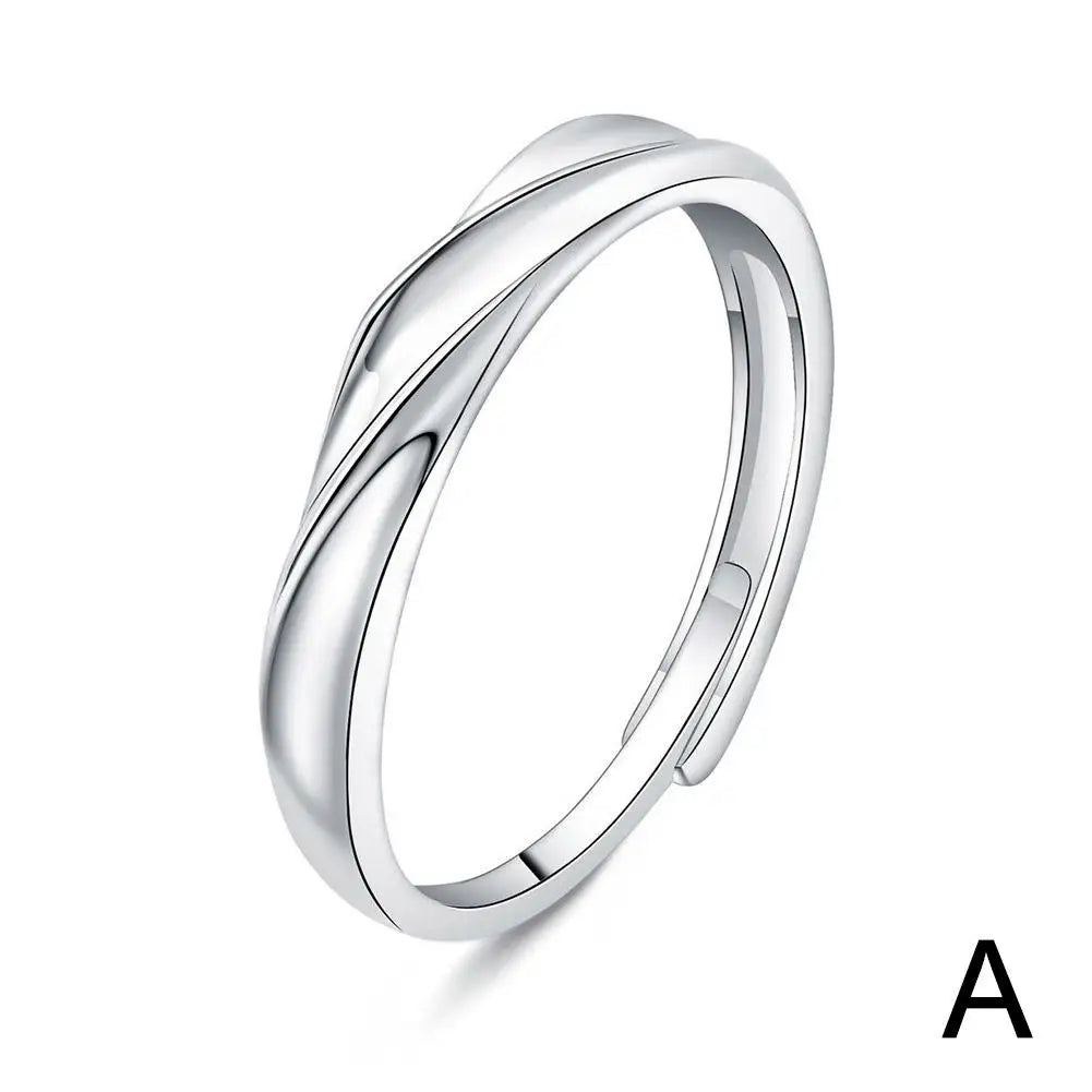 2Pcs Couple Rings For Lovers Steel Wedding Set Women Love Jewelry Silver Color Valentine's Day Anniversary Gifts - Lovaki