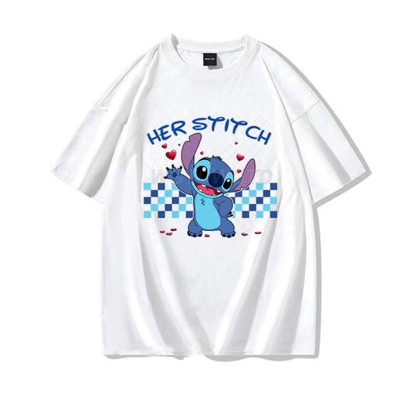 Couples Matching T Shirt Her Stitch His Angle Funny Graphic T Shirts Women Men 100% Cotton Summer Clothes Couple's Clothing - Lovaki