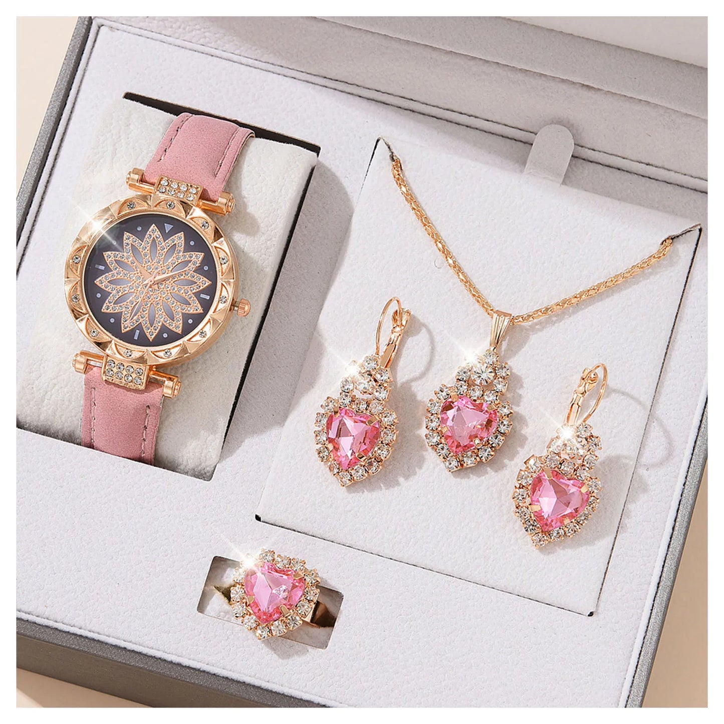Watches Sets Gifts for Women Crystal Bling Wristwatch Jewelry Kit Gift for Mom Wife Girlfriend - Lovaki