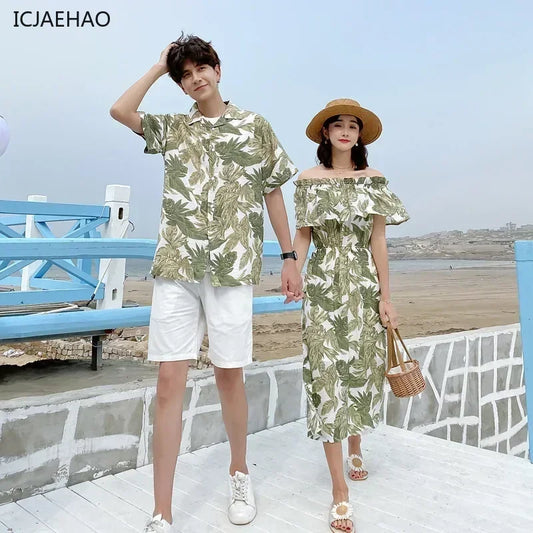 Matching Beach Skirt Couple Look Summer Vacation Shoot Slimming Outfit Holiday Fashion for Women Dress Elegant Seaside Photo - Lovaki