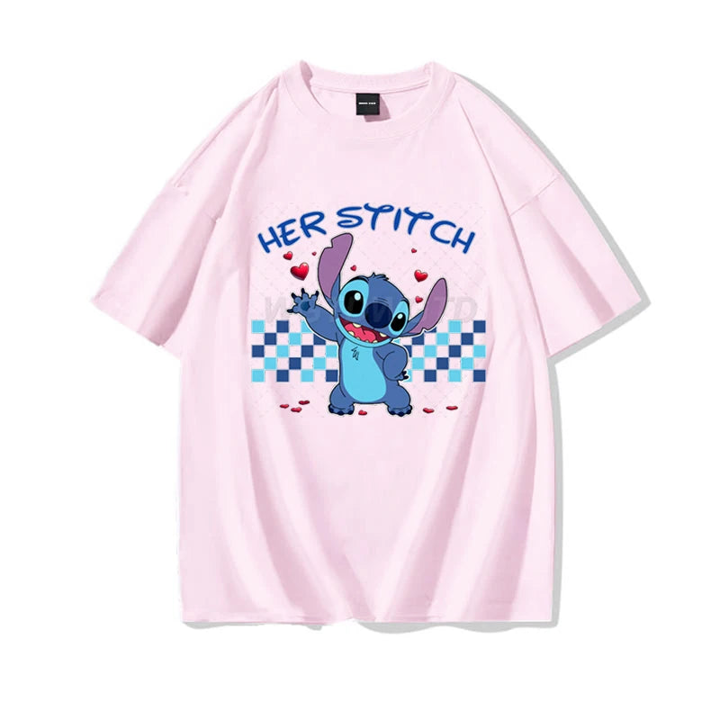 Couples Matching T Shirt Her Stitch His Angle Funny Graphic T Shirts Women Men 100% Cotton Summer Clothes Couple's Clothing - Lovaki