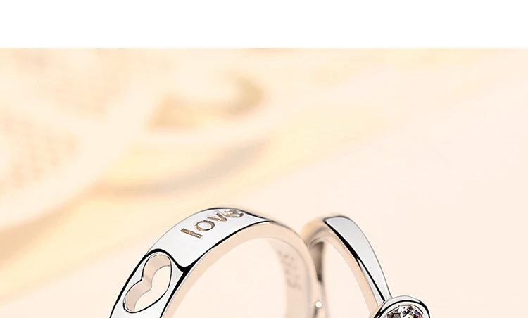 New Couple Engagement Rings 925 Sterling Silver Lovers Ring Jewelry for Propose Girlfriend Valentines Day Christmas Gifts - Lovaki