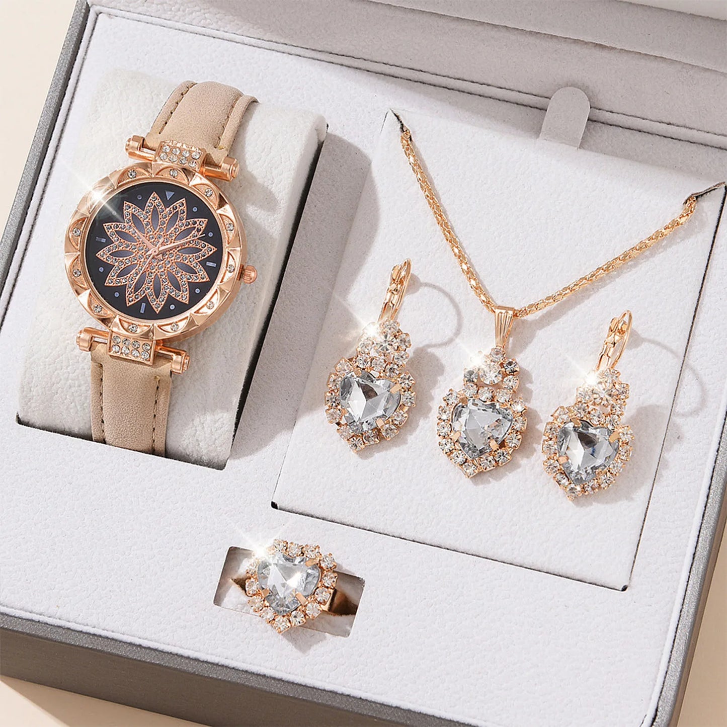 Watches Sets Gifts for Women Crystal Bling Wristwatch Jewelry Kit Gift for Mom Wife Girlfriend - Lovaki