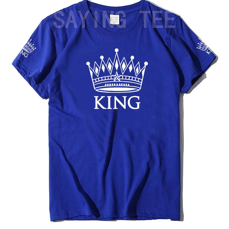 Matching Shirts for Couples Set for Him and Her King Queen T-Shirts Boyfriends Girlfriends Clothes Short Sleeve Graphic Tee Tops - Lovaki