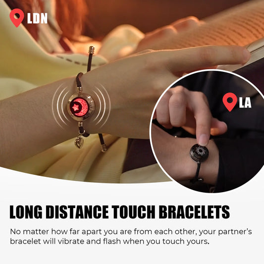 TOTWOO Long Distance Touch Bracelets for Couples, Vibration & Light up for Love Couples Bracelets | Long Distance Relationship - Lovaki