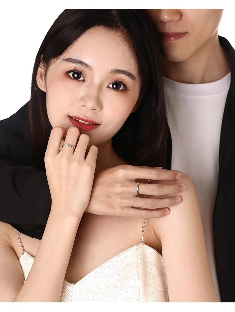 Simple Design Couple Ring 925 Sterling Silver Couples Promise to Each Other Really Silver Lover Wedding Engagement High Jewelry - Lovaki