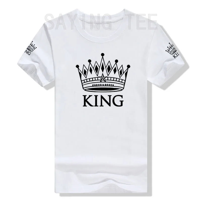 Matching Shirts for Couples Set for Him and Her King Queen T-Shirts Boyfriends Girlfriends Clothes Short Sleeve Graphic Tee Tops - Lovaki