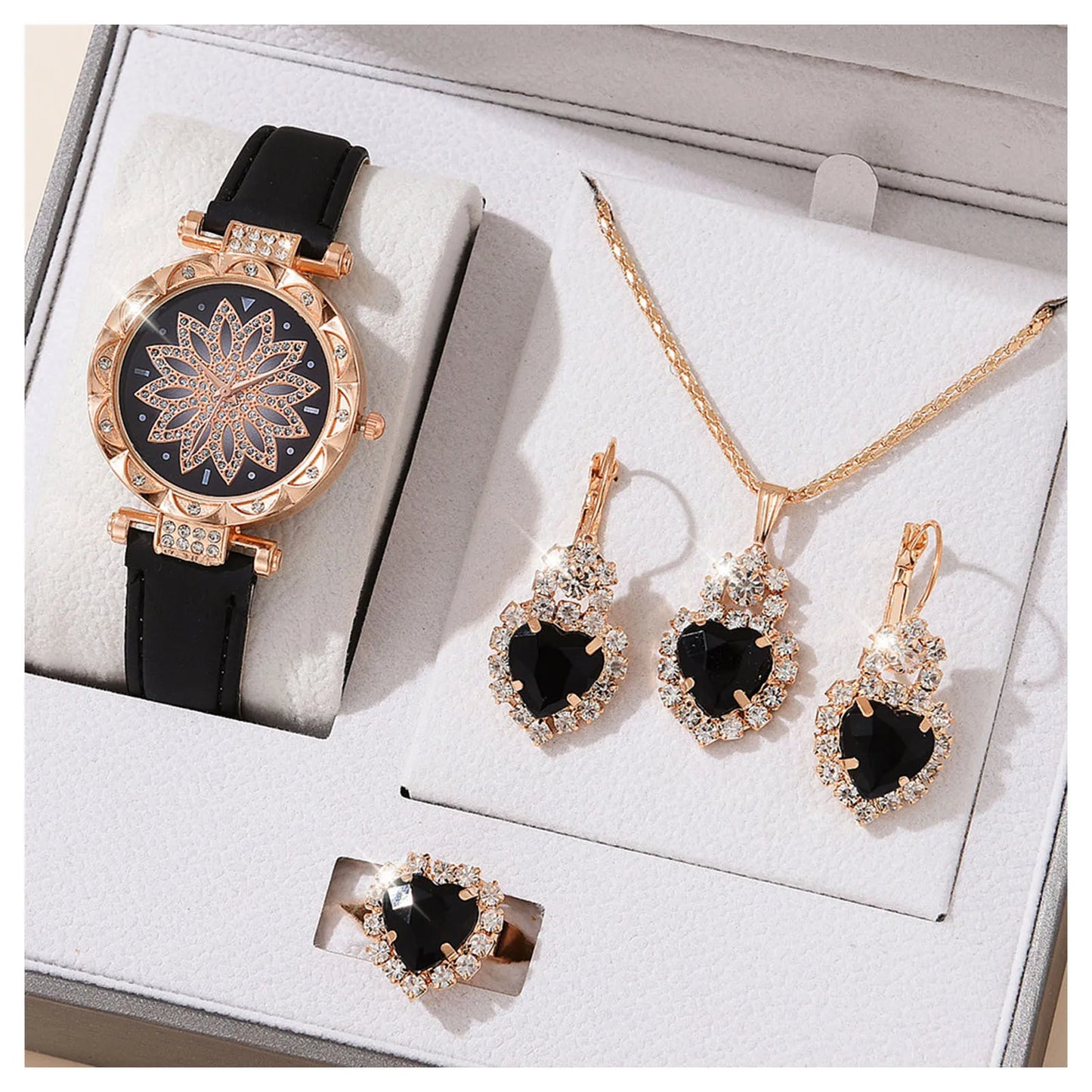 Watches Sets Gifts for Women Crystal Bling Wristwatch Jewelry Kit Gift for Mom Wife Girlfriend - Lovaki