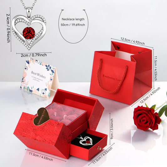 Elegant Rose Jewelry Gift Set with Necklace - Valentine's/Xmas/Mother's Day Present for Her - Perfect for Wife, Daughter, Girlfr - Lovaki
