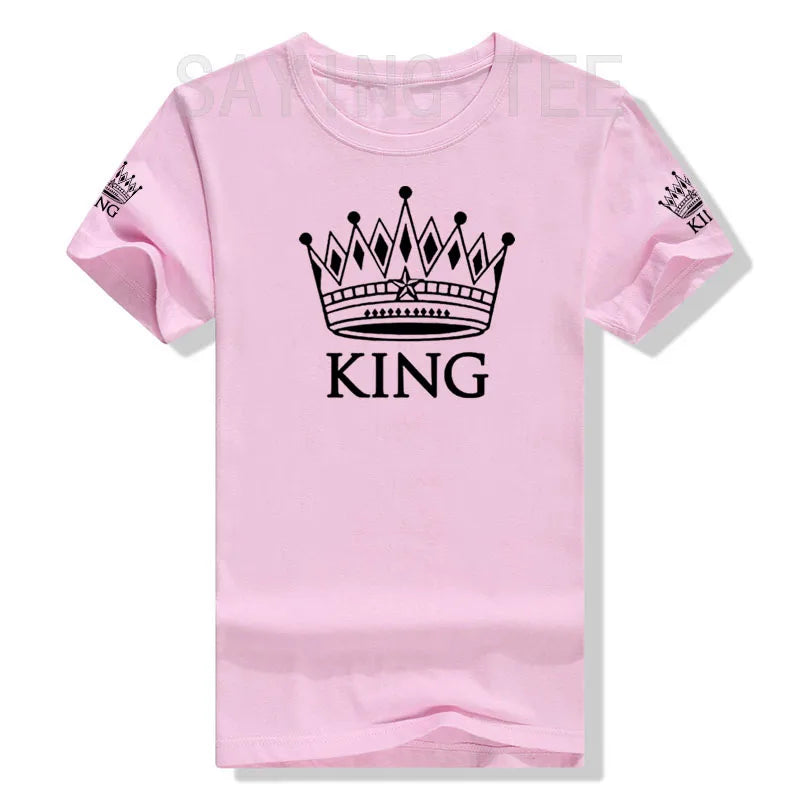 Matching Shirts for Couples Set for Him and Her King Queen T-Shirts Boyfriends Girlfriends Clothes Short Sleeve Graphic Tee Tops - Lovaki