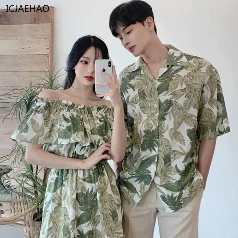 Matching Beach Skirt Couple Look Summer Vacation Shoot Slimming Outfit Holiday Fashion for Women Dress Elegant Seaside Photo - Lovaki