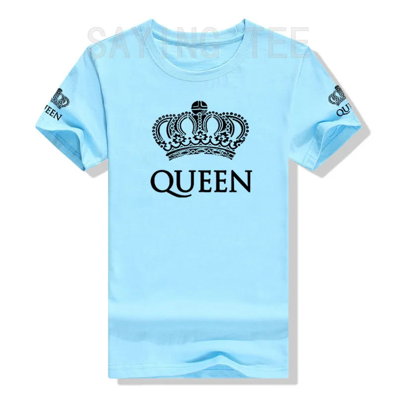 Matching Shirts for Couples Set for Him and Her King Queen T-Shirts Boyfriends Girlfriends Clothes Short Sleeve Graphic Tee Tops - Lovaki
