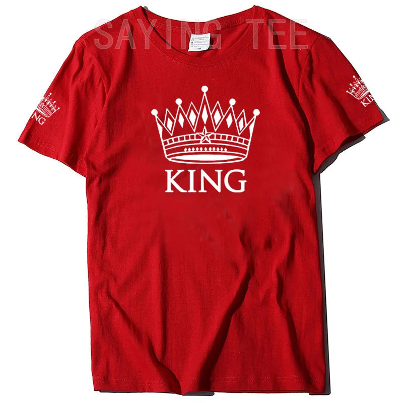 Matching Shirts for Couples Set for Him and Her King Queen T-Shirts Boyfriends Girlfriends Clothes Short Sleeve Graphic Tee Tops - Lovaki