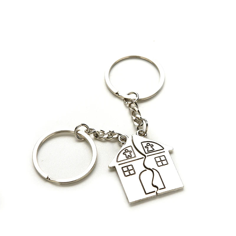 1Pair New Couple I LOVE YOU Lovers Keychain Warm House Type Couple Key Chain Souvenirs Valentine's Day Gift Built With Love Home - Lovaki