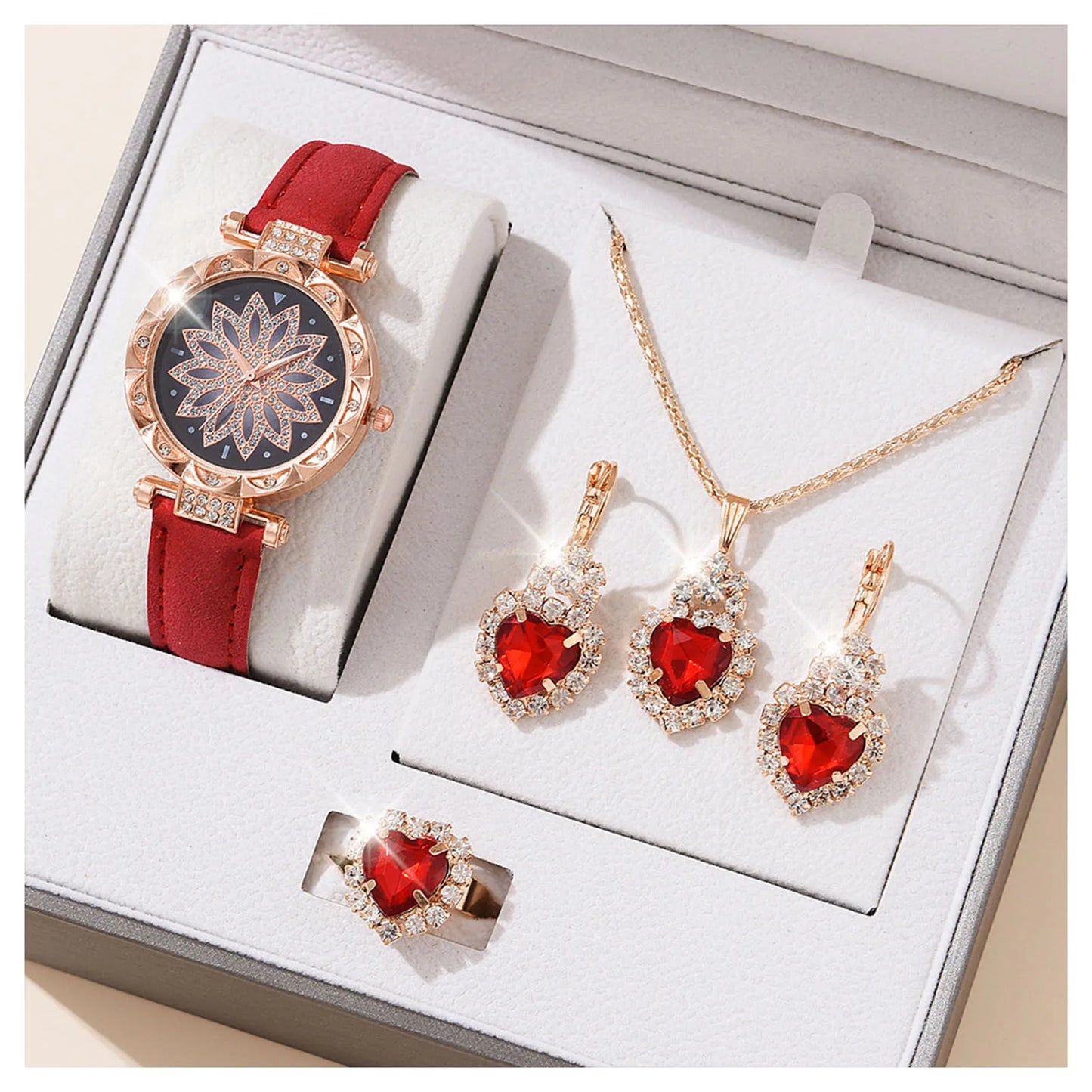 Watches Sets Gifts for Women Crystal Bling Wristwatch Jewelry Kit Gift for Mom Wife Girlfriend - Lovaki