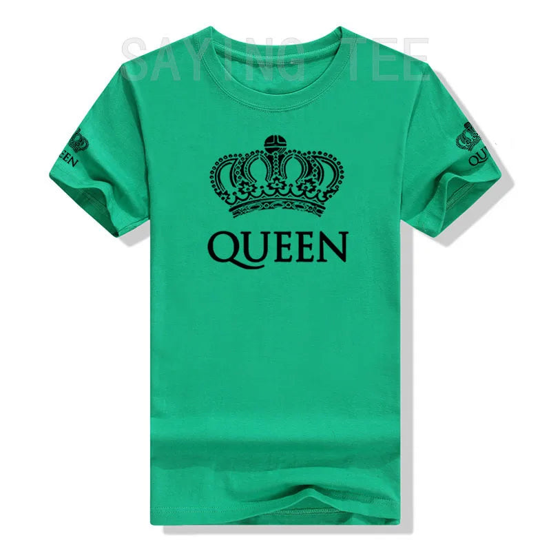 Matching Shirts for Couples Set for Him and Her King Queen T-Shirts Boyfriends Girlfriends Clothes Short Sleeve Graphic Tee Tops - Lovaki