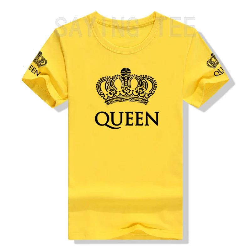 Matching Shirts for Couples Set for Him and Her King Queen T-Shirts Boyfriends Girlfriends Clothes Short Sleeve Graphic Tee Tops - Lovaki