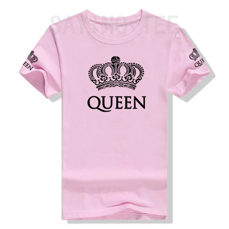 Matching Shirts for Couples Set for Him and Her King Queen T-Shirts Boyfriends Girlfriends Clothes Short Sleeve Graphic Tee Tops - Lovaki