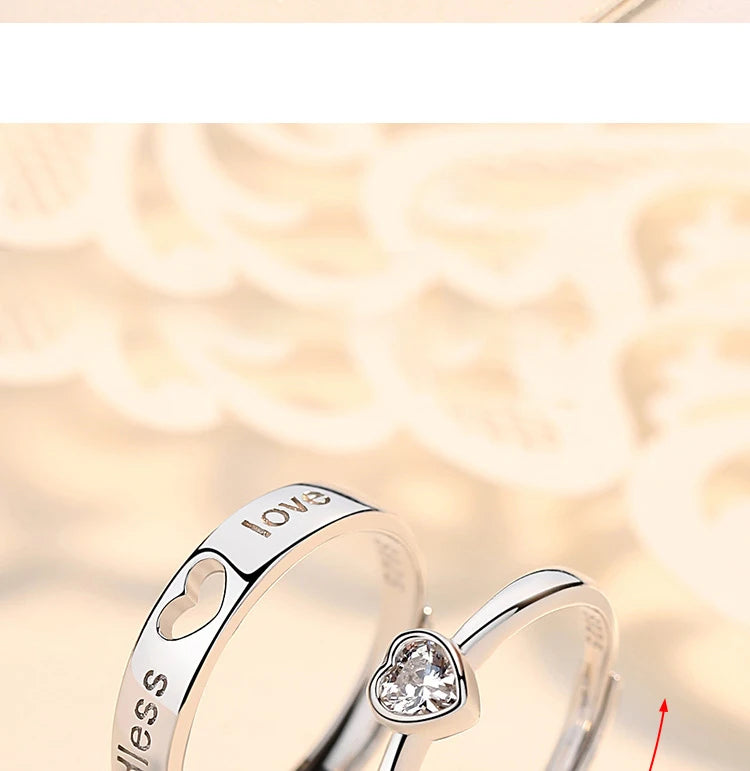 New Couple Engagement Rings 925 Sterling Silver Lovers Ring Jewelry for Propose Girlfriend Valentines Day Christmas Gifts - Lovaki