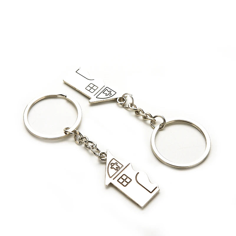 1Pair New Couple I LOVE YOU Lovers Keychain Warm House Type Couple Key Chain Souvenirs Valentine's Day Gift Built With Love Home - Lovaki