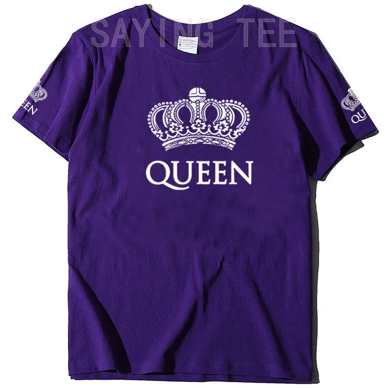 Matching Shirts for Couples Set for Him and Her King Queen T-Shirts Boyfriends Girlfriends Clothes Short Sleeve Graphic Tee Tops - Lovaki