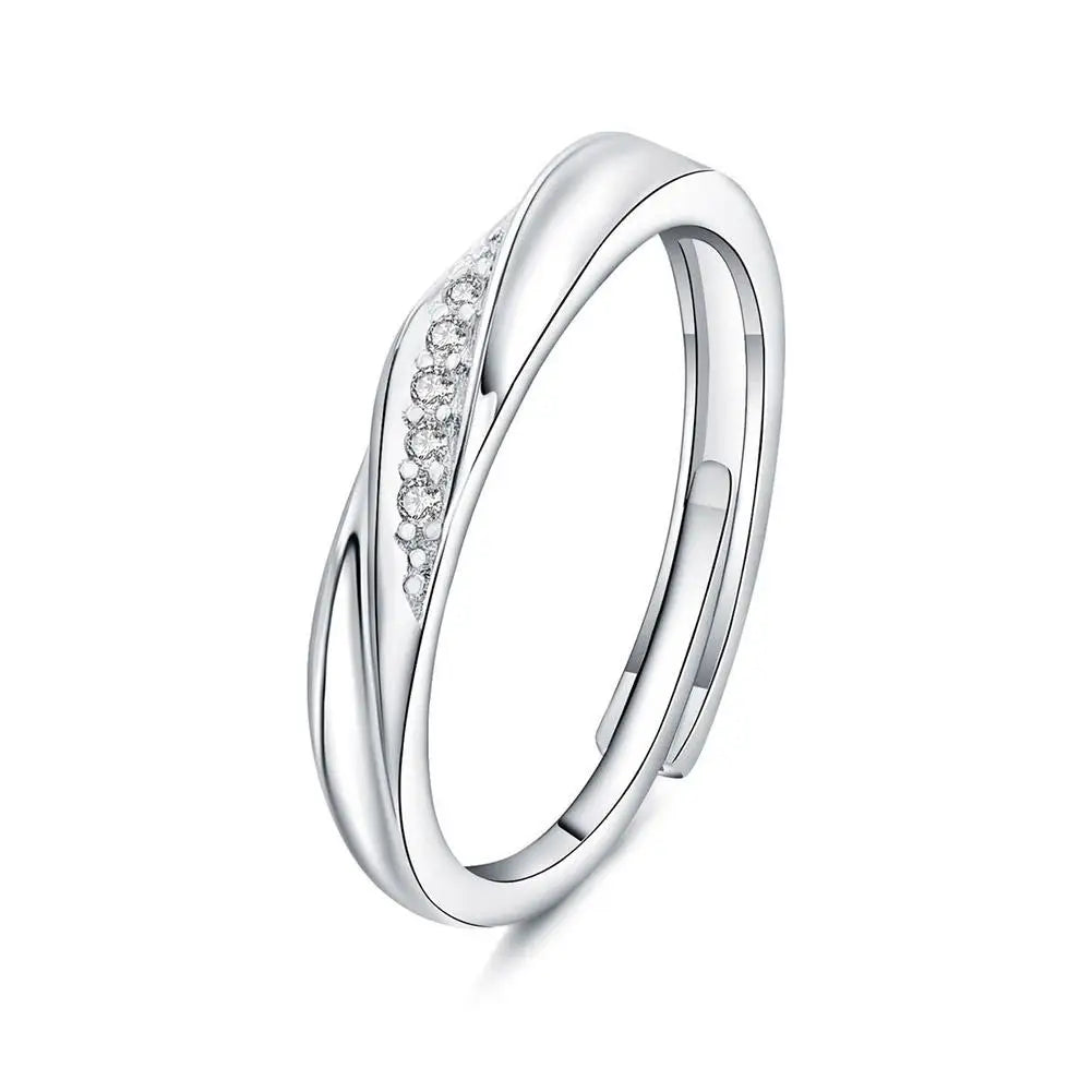 2Pcs Couple Rings For Lovers Steel Wedding Set Women Love Jewelry Silver Color Valentine's Day Anniversary Gifts - Lovaki