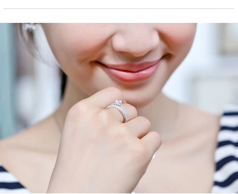 1 pair Vintage Halo 925 Sterling Silver Wedding Ring Set For Women Lady Anniversary Gift Jewelry Bulk Sell - Lovaki