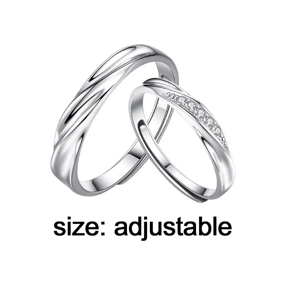 2Pcs Couple Rings For Lovers Steel Wedding Set Women Love Jewelry Silver Color Valentine's Day Anniversary Gifts - Lovaki