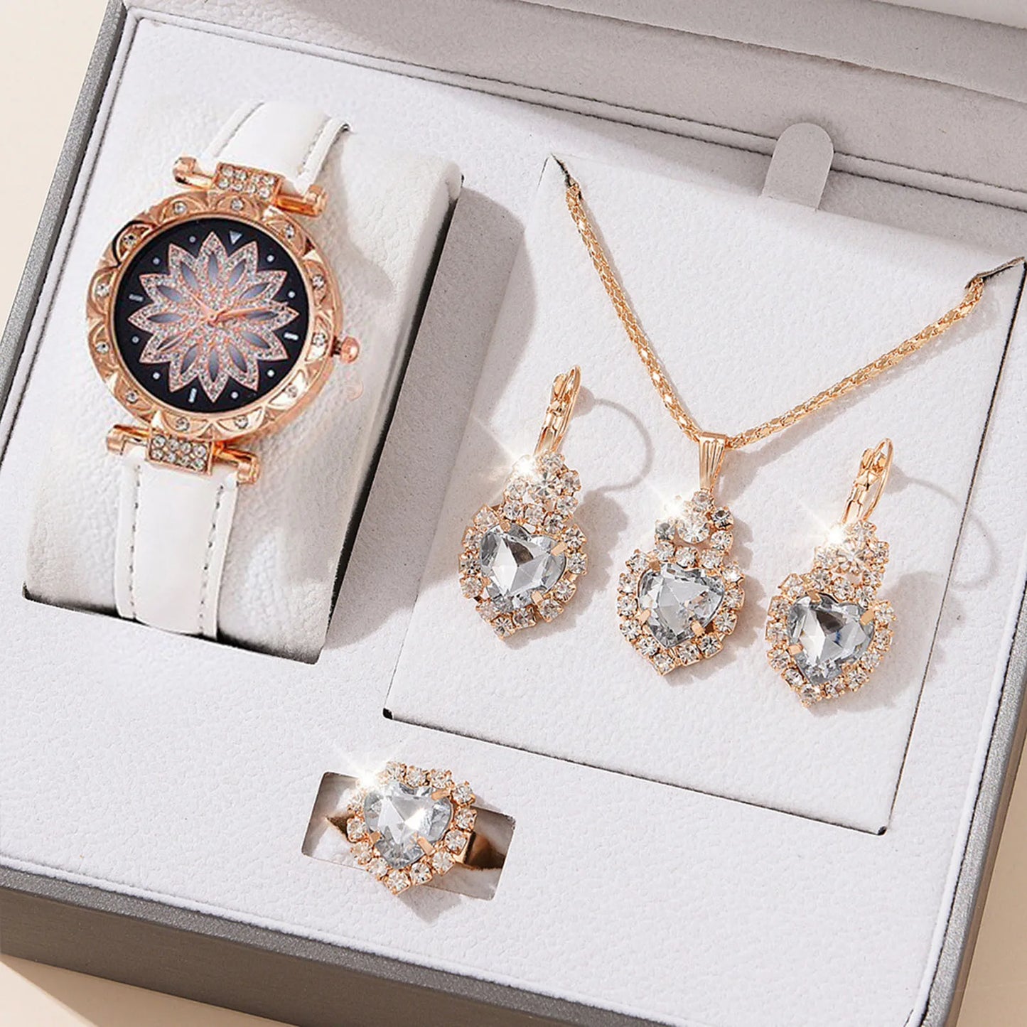 Watches Sets Gifts for Women Crystal Bling Wristwatch Jewelry Kit Gift for Mom Wife Girlfriend - Lovaki