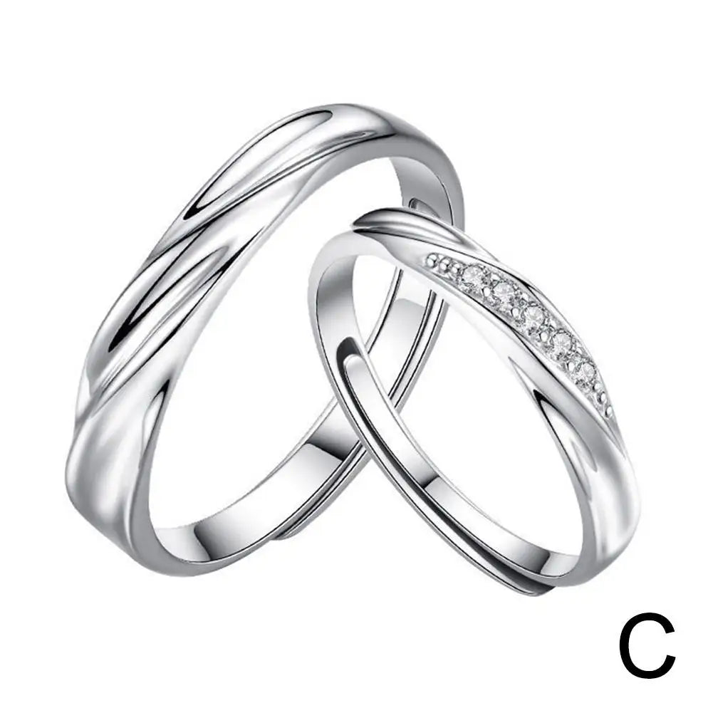 2Pcs Couple Rings For Lovers Steel Wedding Set Women Love Jewelry Silver Color Valentine's Day Anniversary Gifts - Lovaki