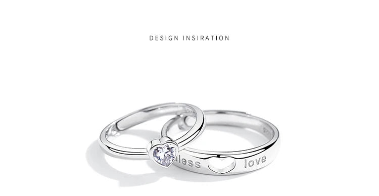 New Couple Engagement Rings 925 Sterling Silver Lovers Ring Jewelry for Propose Girlfriend Valentines Day Christmas Gifts - Lovaki
