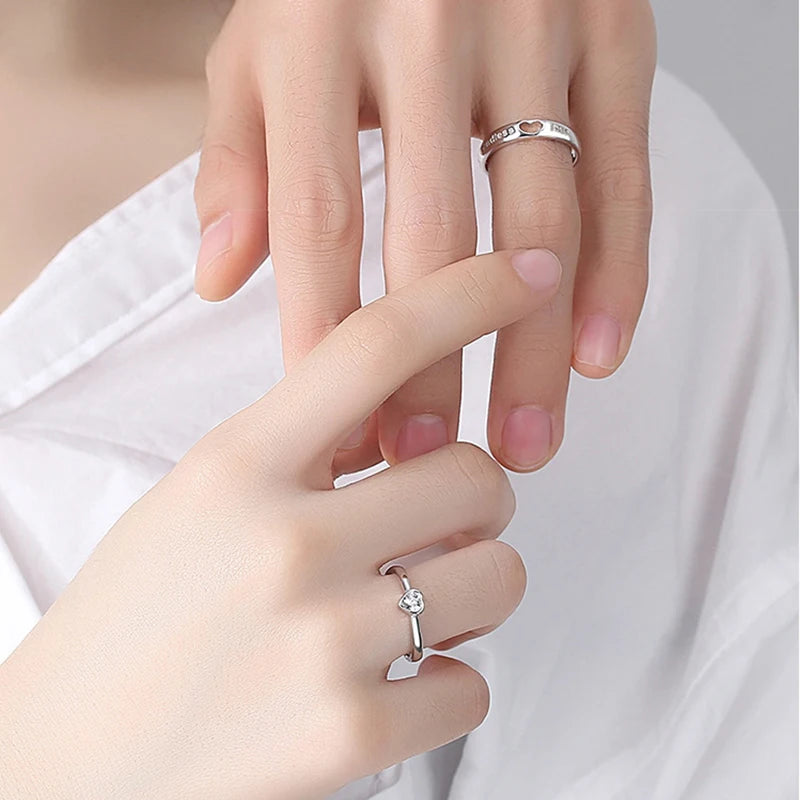 New Couple Engagement Rings 925 Sterling Silver Lovers Ring Jewelry for Propose Girlfriend Valentines Day Christmas Gifts - Lovaki