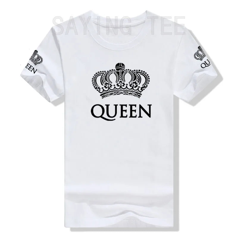 Matching Shirts for Couples Set for Him and Her King Queen T-Shirts Boyfriends Girlfriends Clothes Short Sleeve Graphic Tee Tops - Lovaki