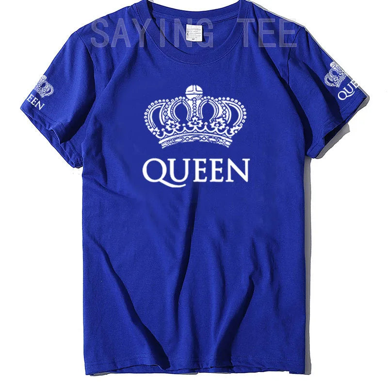 Matching Shirts for Couples Set for Him and Her King Queen T-Shirts Boyfriends Girlfriends Clothes Short Sleeve Graphic Tee Tops - Lovaki