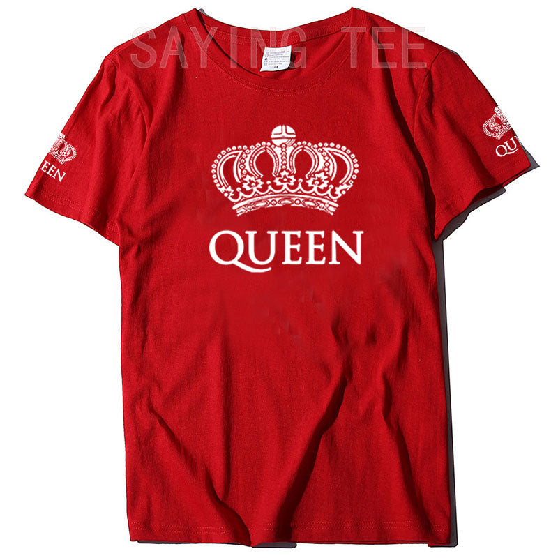Matching Shirts for Couples Set for Him and Her King Queen T-Shirts Boyfriends Girlfriends Clothes Short Sleeve Graphic Tee Tops - Lovaki